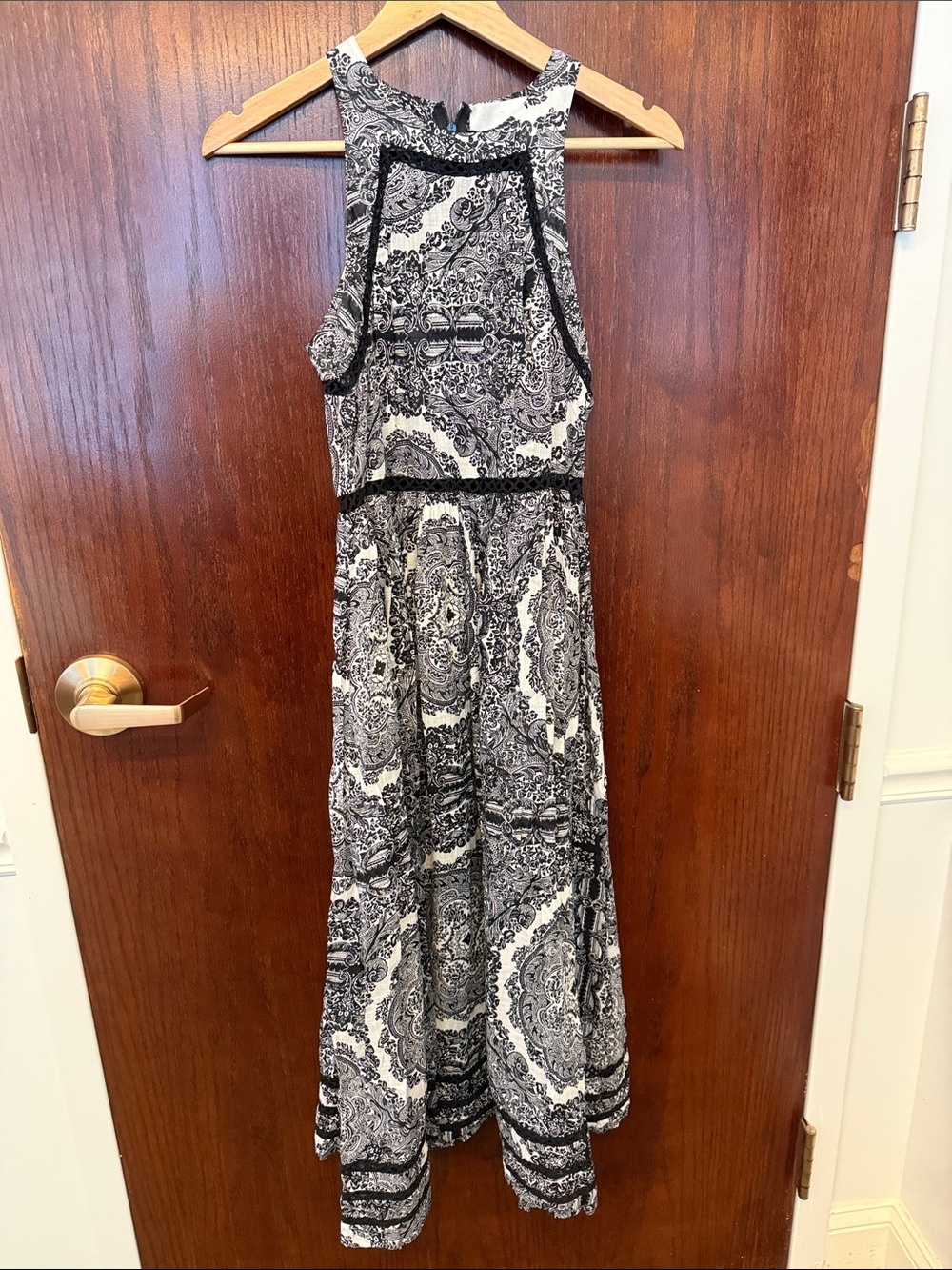 Zimmermann Black and White Paisley Halter Maxi Dress Size1 (us4)